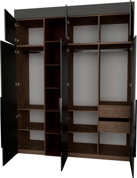 Изображение товара Шкаф Рэйгрупп Рэй S257-В8-2-WKL В8-2 (дуб веллингтон/кобальт/античная латунь)