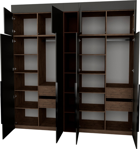 Изображение товара Шкаф Рэйгрупп Рэй S257-В10-3-WKL В10-3 (дуб веллингтон/кобальт/античная латунь)