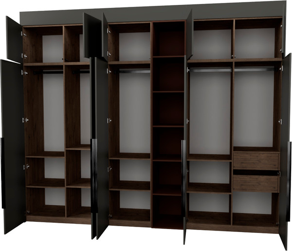 Изображение товара Шкаф Рэйгрупп Рэй S257-В14-2-WKL В14-2 (дуб веллингтон/кобальт/античная латунь)