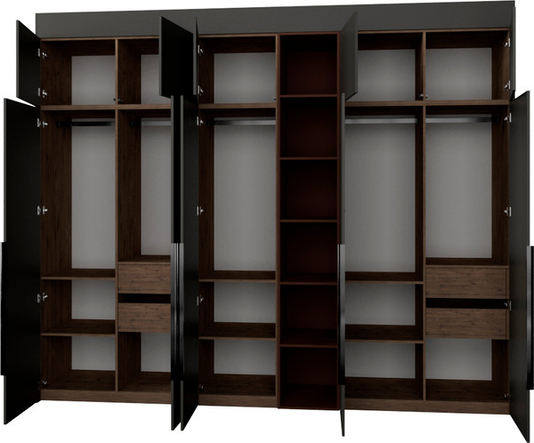 Изображение товара Шкаф Рэйгрупп Рэй S257-В14-3-WKL В14-3 (дуб веллингтон/кобальт/античная латунь)