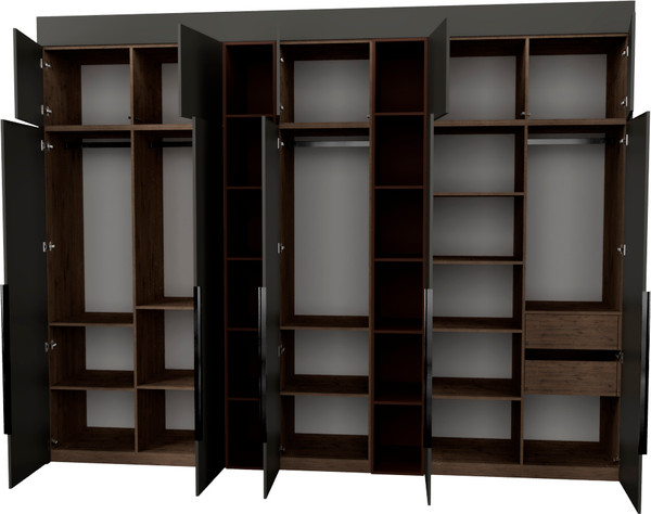 Изображение товара Шкаф Рэйгрупп Рэй S257-В16-2-WKL В16-2 (дуб веллингтон/кобальт/античная латунь)