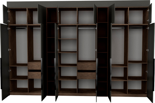 Изображение товара Шкаф Рэйгрупп Рэй S257-В18-3-WKL В18-3 (дуб веллингтон/кобальт/античная латунь)