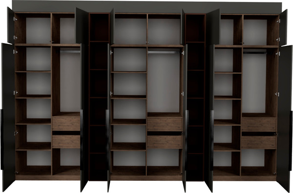 Изображение товара Шкаф Рэйгрупп Рэй S257-В18-4-WKL В18-4 (дуб веллингтон/кобальт/античная латунь)