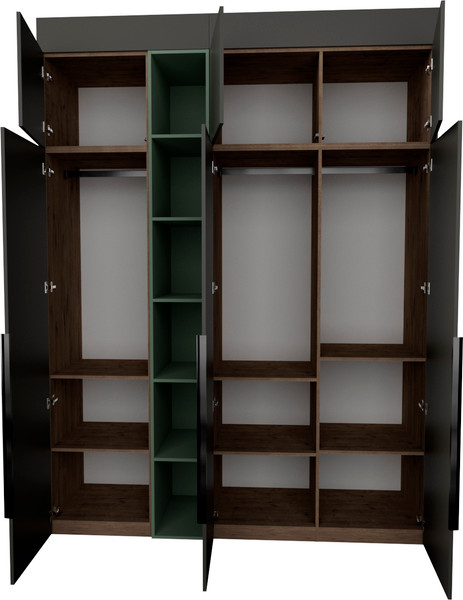 Изображение товара Шкаф Рэйгрупп Рэй S257-В7-1-WKZ В7-1 (дуб веллингтон/кобальт/зеленый самшит)