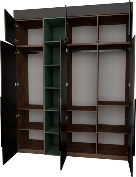 Изображение товара Шкаф Рэйгрупп Рэй S257-В8-1-WKZ В8-1 (дуб веллингтон/кобальт/зеленый самшит)