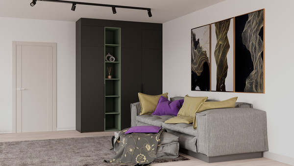 Изображение товара Шкаф Рэйгрупп Рэй S257-В8-2-WKZ В8-2 (дуб веллингтон/кобальт/зеленый самшит)