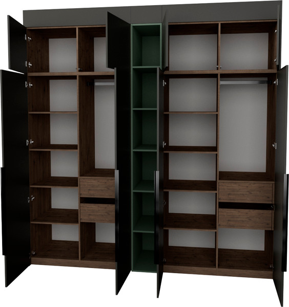 Изображение товара Шкаф Рэйгрупп Рэй S257-В10-3-WKZ В10-3 (дуб веллингтон/кобальт/зеленый самшит)