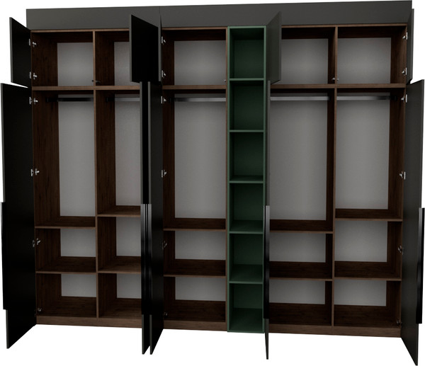 Изображение товара Шкаф Рэйгрупп Рэй S257-В13-1-WKZ В13-1 (дуб веллингтон/кобальт/зеленый самшит)