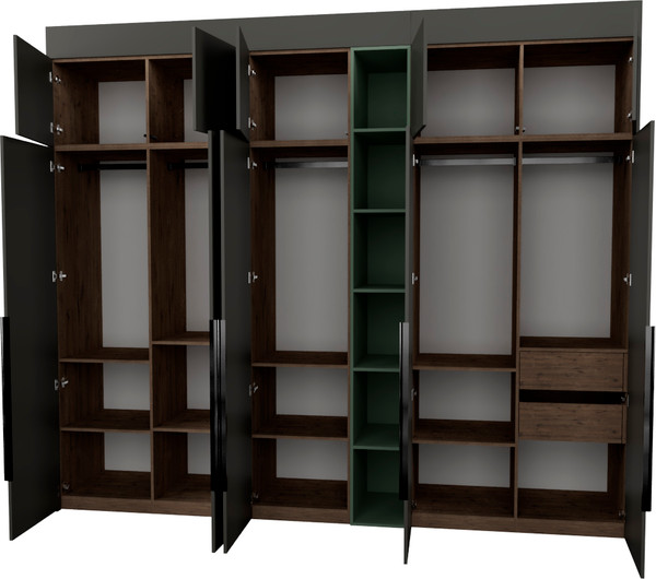 Изображение товара Шкаф Рэйгрупп Рэй S257-В13-2-WKZ В13-2 (дуб веллингтон/кобальт/зеленый самшит)