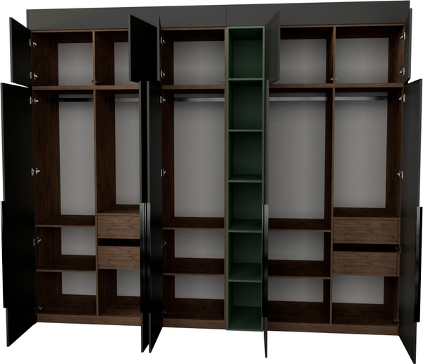 Изображение товара Шкаф Рэйгрупп Рэй S257-В13-3-WKZ В13-3 (дуб веллингтон/кобальт/зеленый самшит)