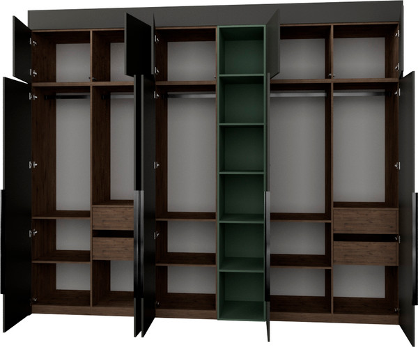 Изображение товара Шкаф Рэйгрупп Рэй S257-В14-3-WKZ В14-3 (дуб веллингтон/кобальт/зеленый самшит)