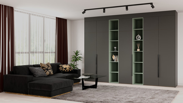 Изображение товара Шкаф Рэйгрупп Рэй S257-В17-2-WKZ В17-2 (дуб веллингтон/кобальт/зеленый самшит)