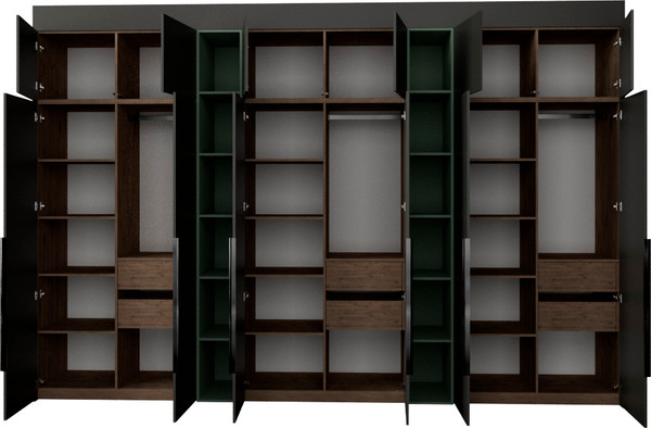 Изображение товара Шкаф Рэйгрупп Рэй S257-В18-4-WKZ В18-4 (дуб веллингтон/кобальт/зеленый самшит)