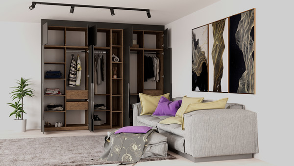 Изображение товара Шкаф Рэйгрупп Рэй S245-В13-3-WKW В13-3 (дуб веллингтон/кобальт)