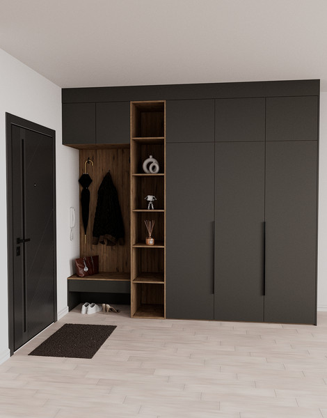 Изображение товара Секция в прихожую Рэйгрупп Рэй P245-B9-1-WKW В9-1 (дуб веллингтон/кобальт)