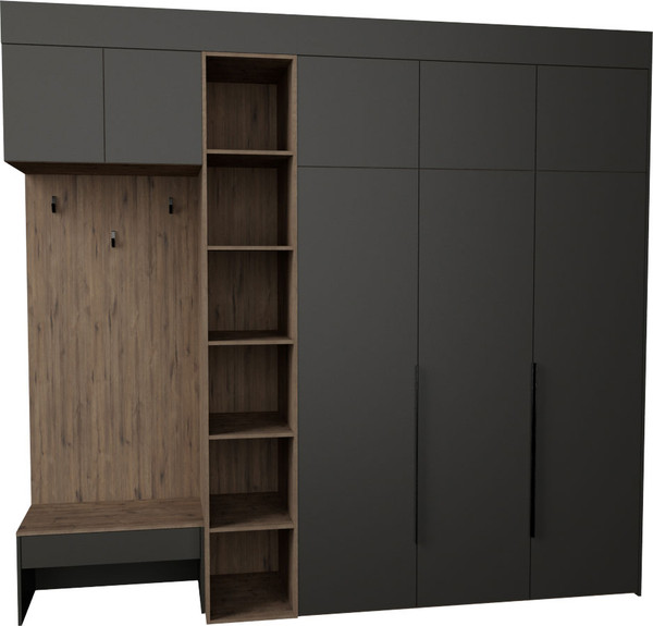 Изображение товара Секция в прихожую Рэйгрупп Рэй P245-B9-1-WKW В9-1 (дуб веллингтон/кобальт)