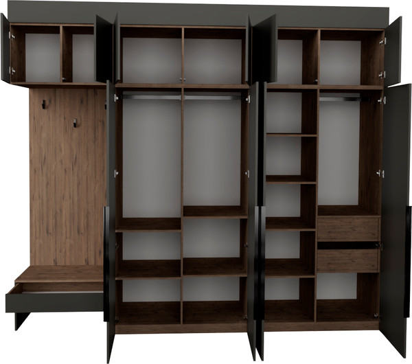 Изображение товара Секция в прихожую Рэйгрупп Рэй P245-B10-2-WK В10-2 (дуб веллингтон/кобальт)