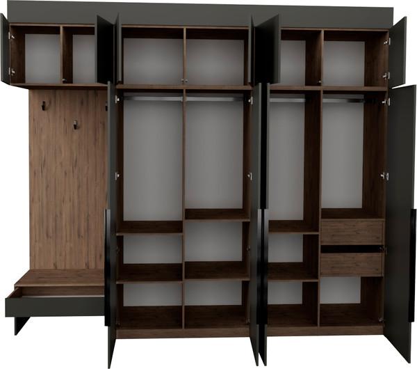 Изображение товара Секция в прихожую Рэйгрупп Рэй P245-B10-2-WK В10-2 (дуб веллингтон/кобальт)