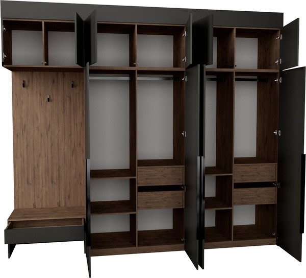 Изображение товара Секция в прихожую Рэйгрупп Рэй P245-B10-3-WK В10-3 (дуб веллингтон/кобальт)