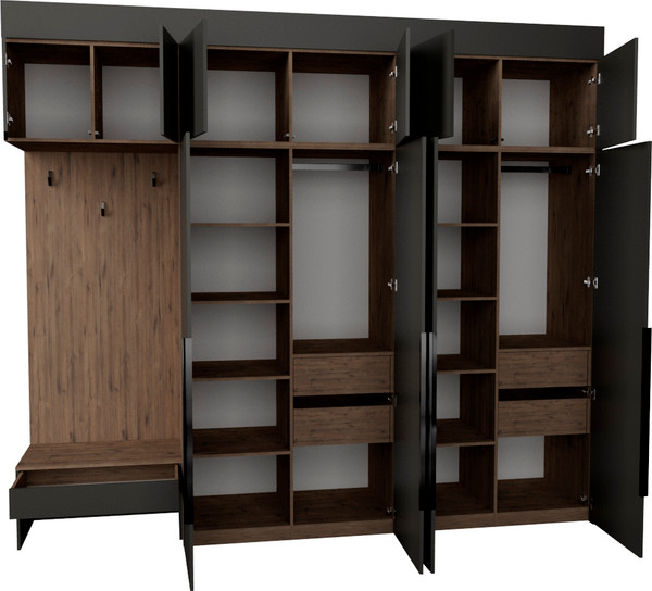 Изображение товара Секция в прихожую Рэйгрупп Рэй P245-B10-3-WK В10-3 (дуб веллингтон/кобальт)