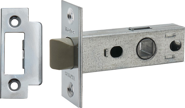 Изображение товара Защелка врезная Trodos 6-45 без фиксации с прямоугольной планкой (пластик, хром)