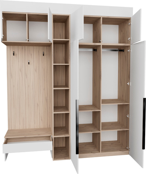 Изображение товара Секция в прихожую Рэйгрупп Рэй P245-B5-1-EBE В5-1 (дуб элисон/белый премиум)