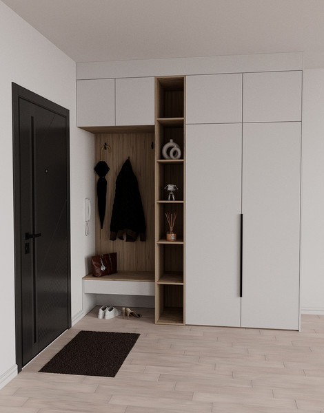 Изображение товара Секция в прихожую Рэйгрупп Рэй P245-B5-1-EBE В5-1 (дуб элисон/белый премиум)