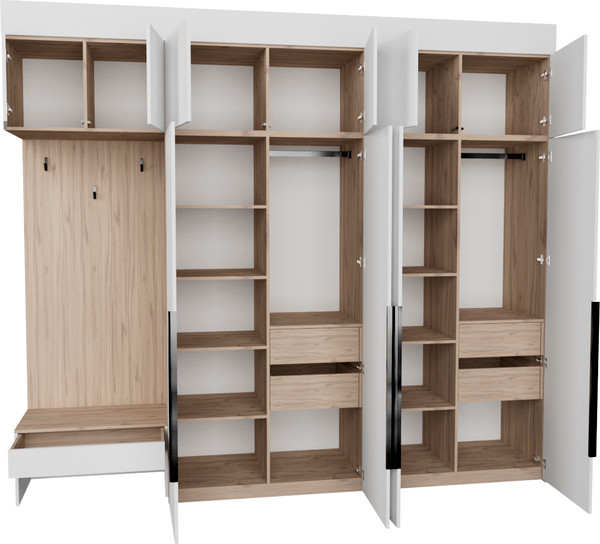 Изображение товара Секция в прихожую Рэйгрупп Рэй P245-B10-3-EB В10-3 (дуб элисон/белый премиум)