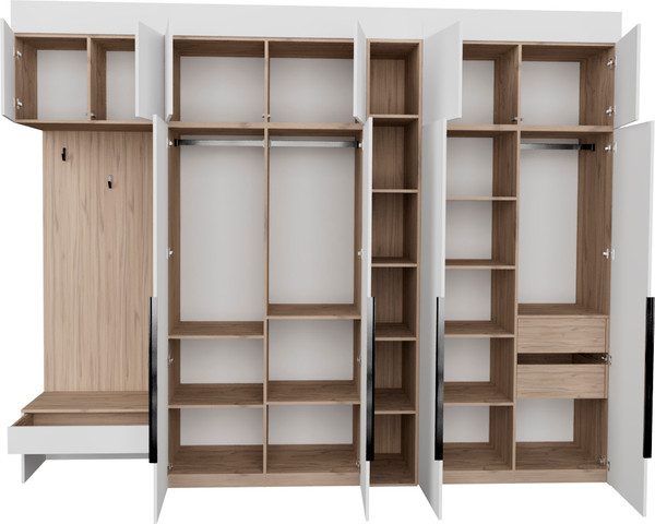 Изображение товара Секция в прихожую Рэйгрупп Рэй P245-B11-2-EBE В11-2 (дуб элисон/белый премиум)