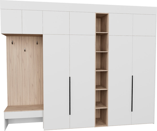 Изображение товара Секция в прихожую Рэйгрупп Рэй P245-B11-2-EBE В11-2 (дуб элисон/белый премиум)