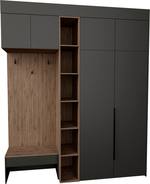 Изображение товара Секция в прихожую Рэйгрупп Рэй P257-B5-2-WKW В5-2 (дуб веллингтон/кобальт)