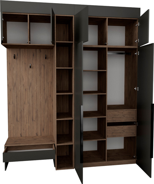 Изображение товара Секция в прихожую Рэйгрупп Рэй P257-B5-2-WKW В5-2 (дуб веллингтон/кобальт)