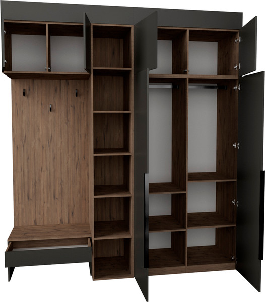 Изображение товара Секция в прихожую Рэйгрупп Рэй P257-B6-1-WKW В6-1 (дуб веллингтон/кобальт)