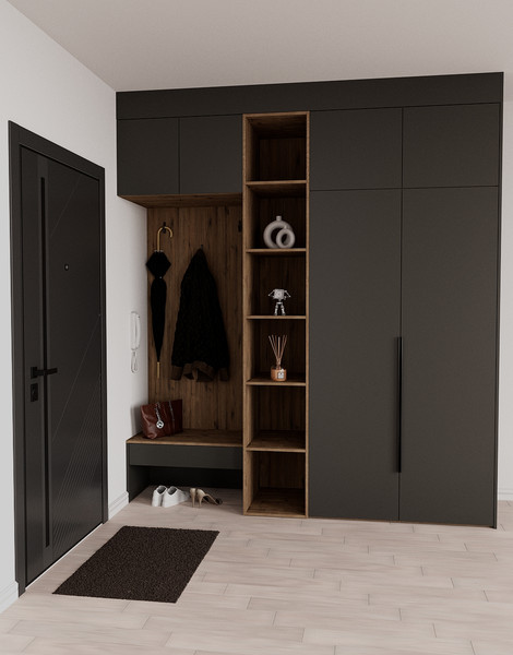 Изображение товара Секция в прихожую Рэйгрупп Рэй P257-B6-2-WKW В6-2 (дуб веллингтон/кобальт)