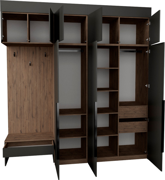 Изображение товара Секция в прихожую Рэйгрупп Рэй P257-B7-2-WK В7-2 (дуб веллингтон/кобальт)