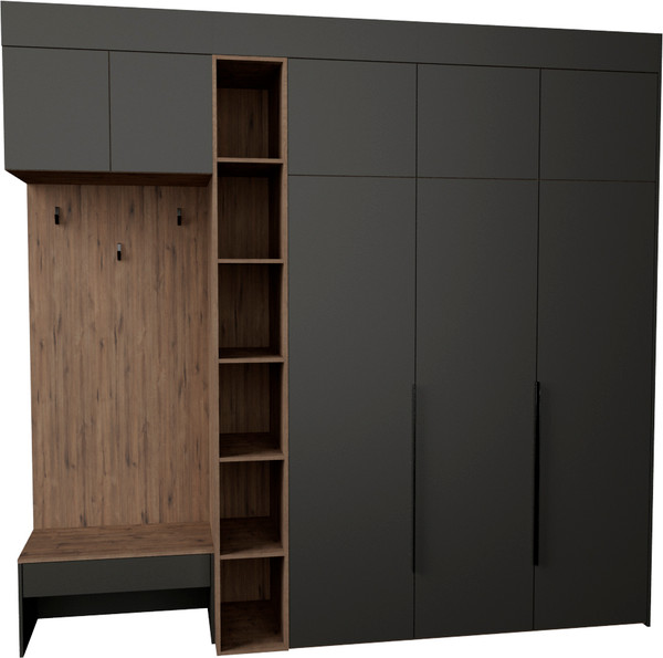 Изображение товара Секция в прихожую Рэйгрупп Рэй P257-B8-1-WKW В8-1 (дуб веллингтон/кобальт)