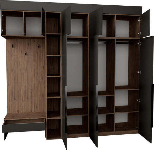 Изображение товара Секция в прихожую Рэйгрупп Рэй P257-B8-1-WKW В8-1 (дуб веллингтон/кобальт)