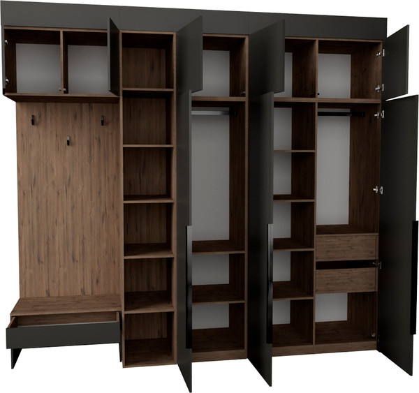 Изображение товара Секция в прихожую Рэйгрупп Рэй P257-B9-2-WKW В9-2 (дуб веллингтон/кобальт)