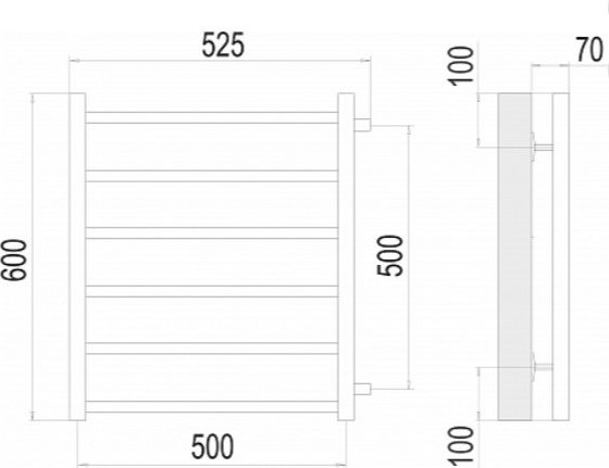 Изображение товара Полотенцесушитель водяной Terminus Ватикан П6 500х600 (с боковым подключением 500)