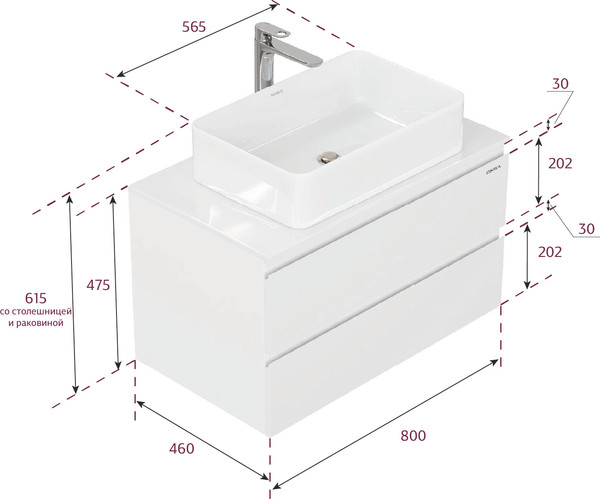 Изображение товара Тумба под умывальник Onika Алеста 80 / 108065 (белый)