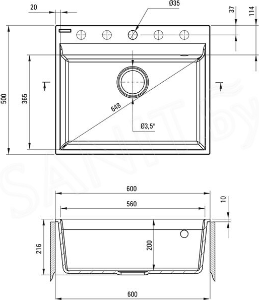 Изображение товара Мойка кухонная Deante Corio ZRC G10A