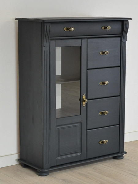 Изображение товара Комод Dipriz Susanna 1дв + 5ящ Н1250х910х416 / Д.20047.2 (сосна/серый RAL7016)