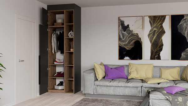 Изображение товара Шкаф Рэйгрупп Рэй S257-B1-WKW В1 (дуб веллингтон/кобальт)