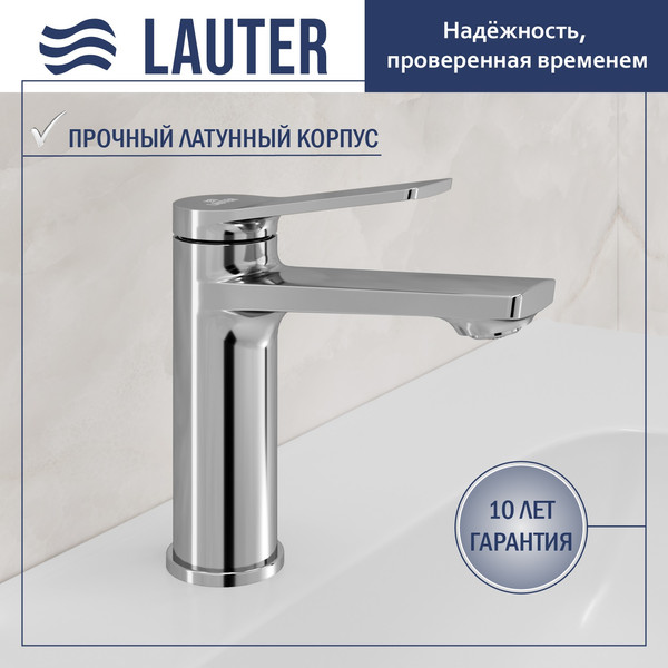 Изображение товара Умывальник со смесителем Lauter 21441A + Silk 21CK572С с донным клапаном 21190CH (хром)