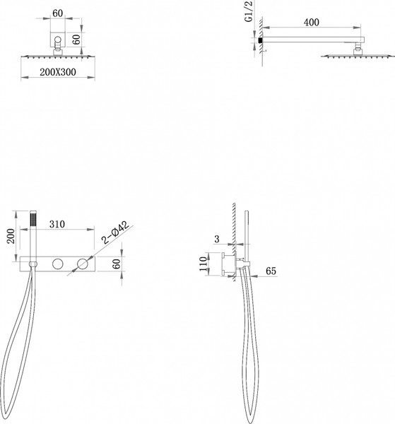 Изображение товара Душевая система со смесителем Abber Rund AF8718B (черный матовый)