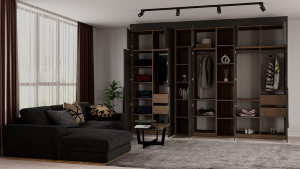 Изображение товара Шкаф Рэйгрупп Рэй S257-В16-3-WKW В16-3 (дуб веллингтон/кобальт)