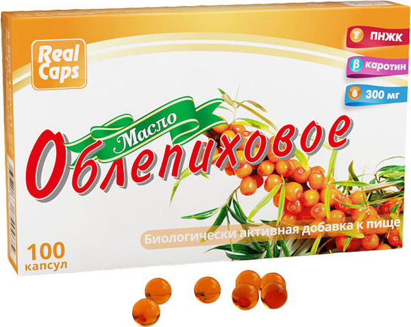 Изображение товара Пищевая добавка RealCaps Облепиховое масло 300мг (100 капсул)