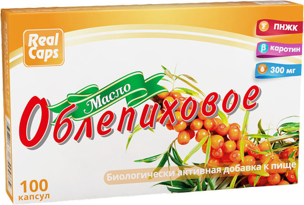 Изображение товара Пищевая добавка RealCaps Облепиховое масло 300мг (100 капсул)