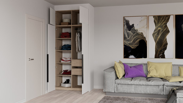 Изображение товара Шкаф Рэйгрупп Рэй S257-B3-2-EB В3-2 (дуб элисон/белый премиум)