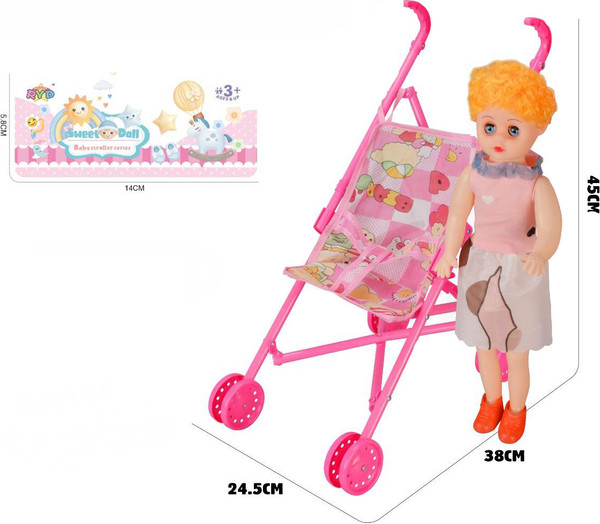 Изображение товара Кукла с аксессуарами Labalu Eva с прогулочной коляской (розовый)